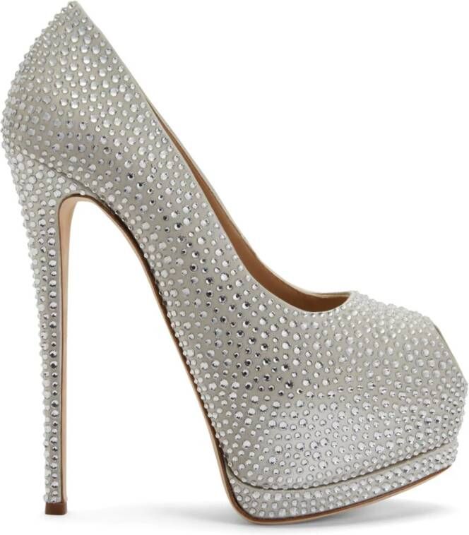 Giuseppe Zanotti Sharon 140mm rhinestone-embellished pumps Grey