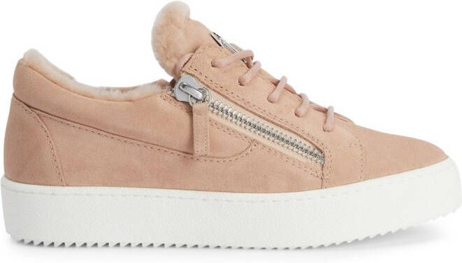 Giuseppe Zanotti Gail shearling-trim sneakers Pink