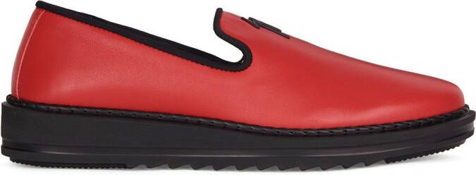 Giuseppe Zanotti logo-detail slip-on loafers Red