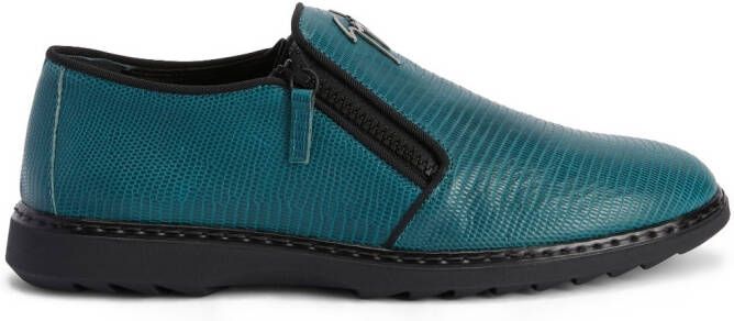 Giuseppe Zanotti snake-skin effect leather loafers Blue