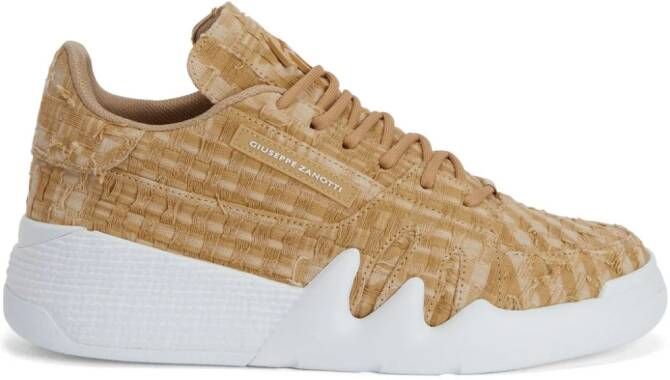 Giuseppe Zanotti Talon distressed-jacquard sneakers Neutrals