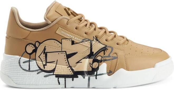 Giuseppe Zanotti Talon logo-plaque leather sneakers Neutrals