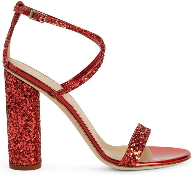 Giuseppe Zanotti 110mm Tara glitter sandals Red