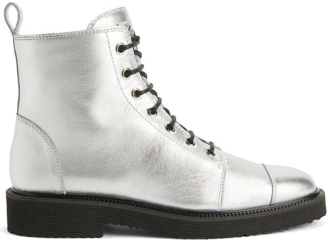 Giuseppe Zanotti Thora lace-up cargo boots Silver