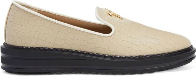 Giuseppe Zanotti Tim logo-lettering loafers Neutrals