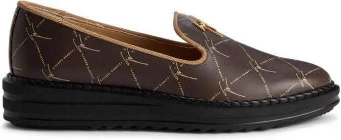 Giuseppe Zanotti Tim logo-lettering loafers Brown