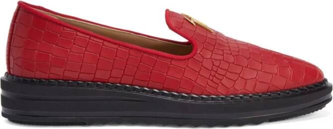 Giuseppe Zanotti Tim logo-lettering loafers Red