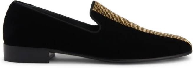 Giuseppe Zanotti Tuxedo Diamond velvet loafers Black