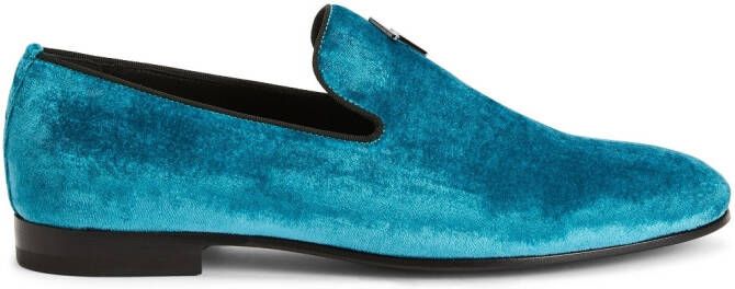 Giuseppe Zanotti velvet slip-on loafers Blue