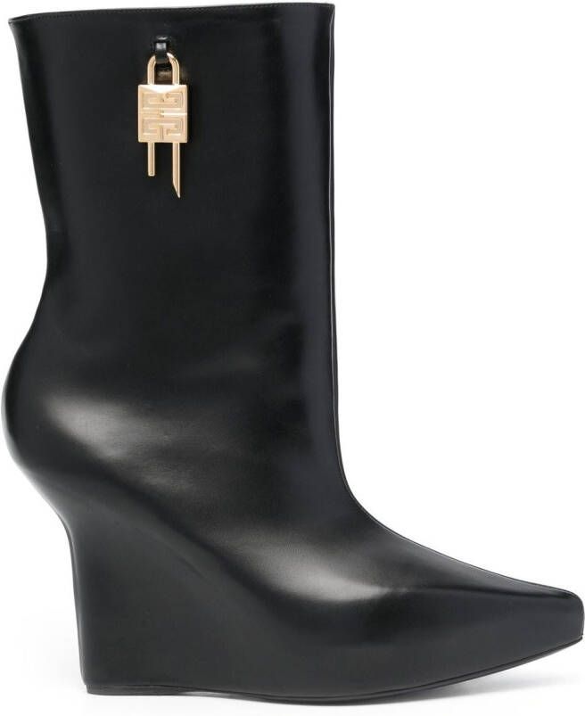 Givenchy 120mm padlock wedge boots Black