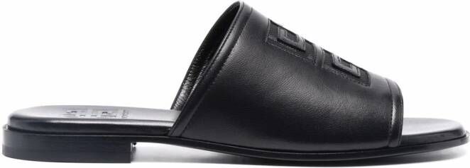 Givenchy embossed-logo leather slides Black
