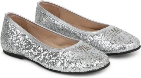 Givenchy Kids 4G glittered ballerina shoes Grey