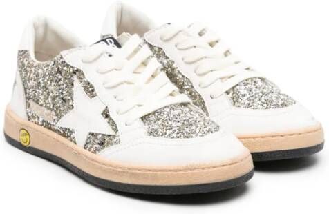 Golden Goose Kids Ball Star-patch glitter sneakers White