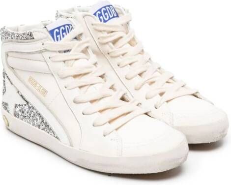 Golden Goose Kids Glitter high-top leather sneakers White