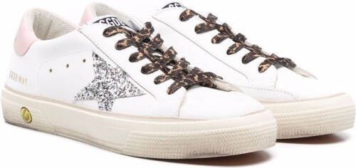 Golden Goose Kids glitter star sneakers White