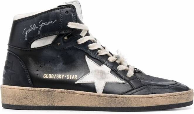 Golden Goose logo-print high-top suede sneakers Black