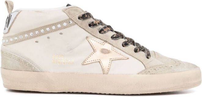 Golden Goose Mid Star crystal-detailed sneakers Neutrals