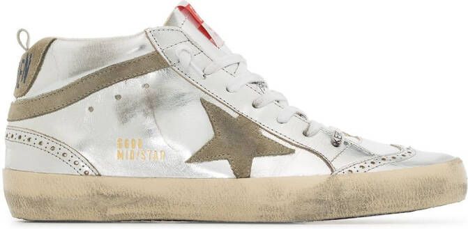 Golden Goose Mid-Star laminated sneakers Silver