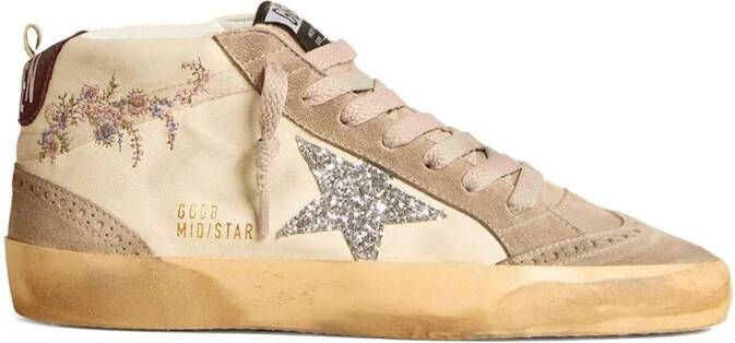 Golden Goose Midstar panelled embroidered sneakers Neutrals