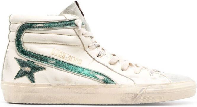 Golden Goose Slide distressed high-top sneakers Neutrals