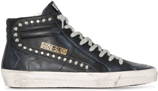 Golden Goose Slide distressed studded sneakers Black