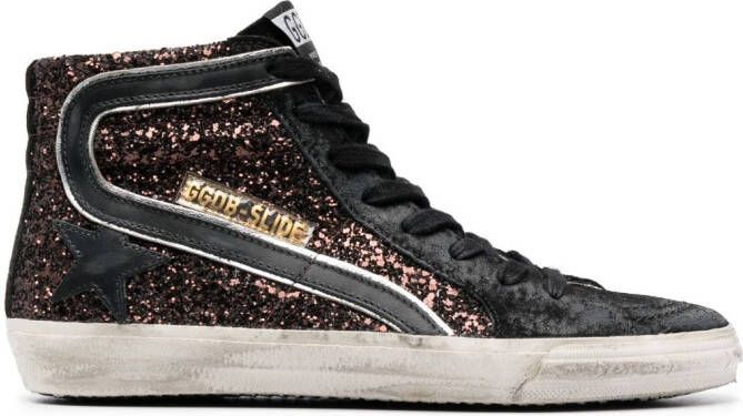 Golden Goose Slide glitter high-top sneakers Black