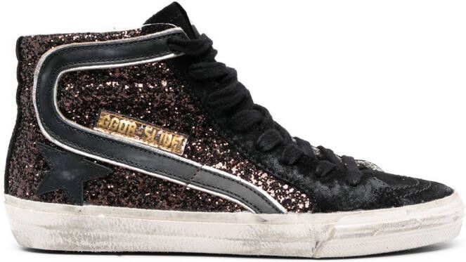 Golden Goose Slide glitter high-top sneakers Black