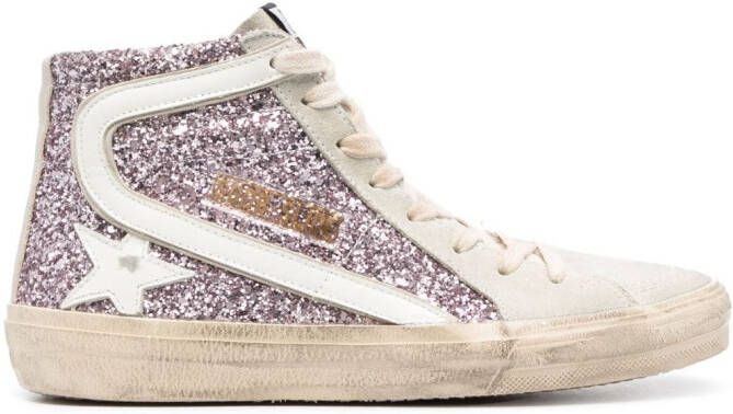 Golden Goose Slide glitter-detail sneakers Pink