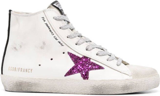 Golden Goose star patch leather high-top sneakers White
