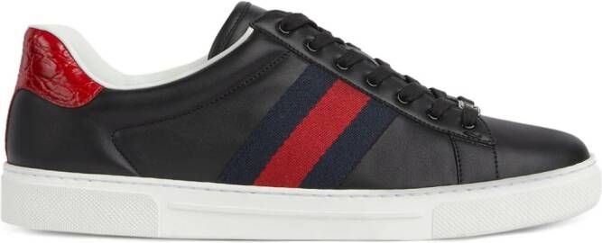 Gucci Ace web-trim sneakers Black