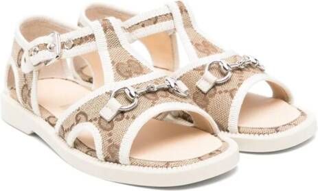 Gucci Kids Horsebit canvas sandals Neutrals