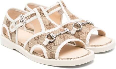 Gucci Kids Horsebit canvas sandals Neutrals