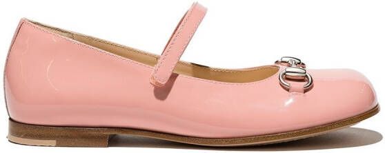 Gucci Kids Horsebit-detail ballet flats Pink