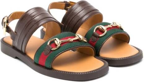 Gucci Kids Horsebit Web sandals Brown