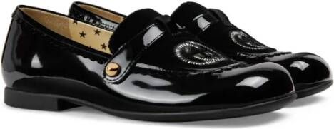 Gucci Kids Interlocking G leather ballerina shoes Black