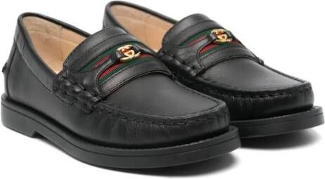 Gucci Kids Interlocking G Web leather loafers Black