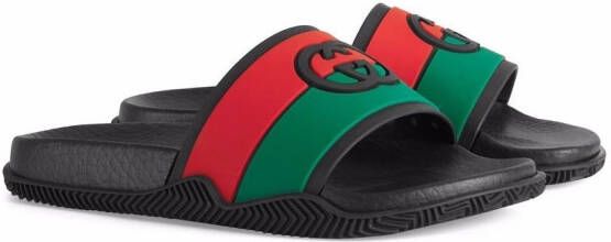 Gucci Kids Web-detailing slides Black