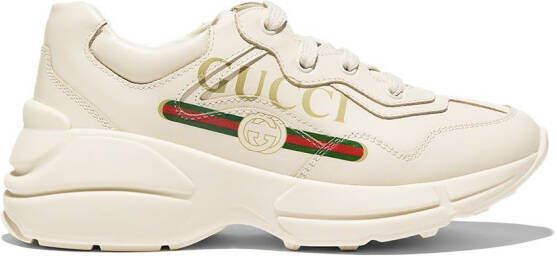 Gucci Kids Rhyton logo-print sneakers Neutrals