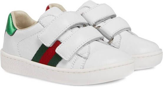 Gucci Kids Web-detailing leather sneakers White - Picture 5