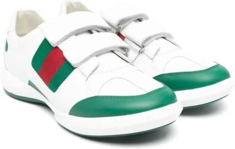 Gucci Kids Web-detail leather sneakers White