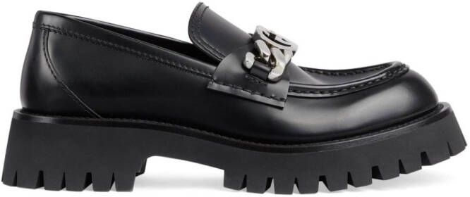 Gucci Interlocking G-chain leather loafers Black