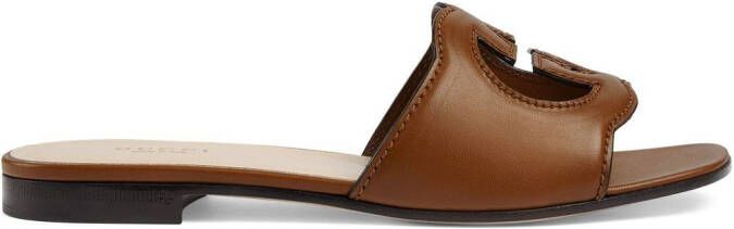 Gucci Interlocking G leather sandals Brown