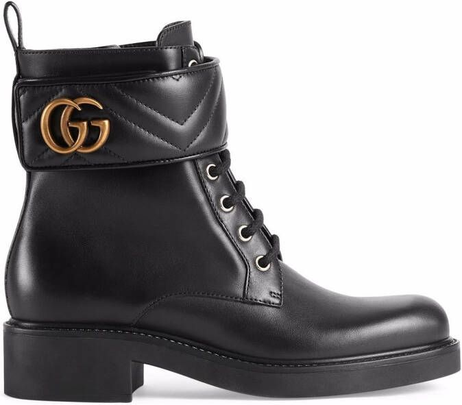 Gucci Double G-plaque combat boots Black