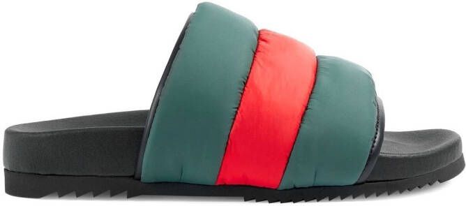 Gucci Web Stripe padded slides Green