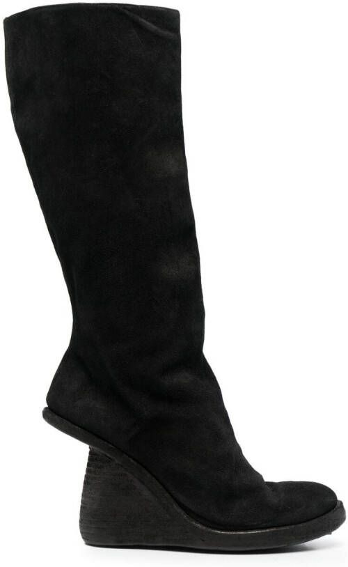 Guidi asymmetric-heel knee boots Black