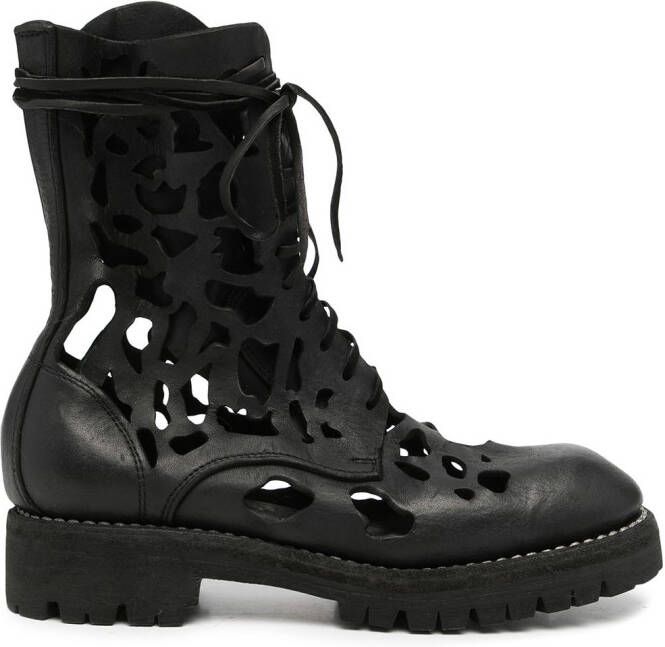 Guidi cut-out lace-up boots Black