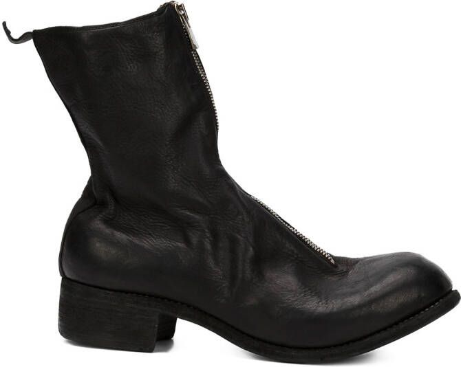 Guidi distressed zip-up boots Black