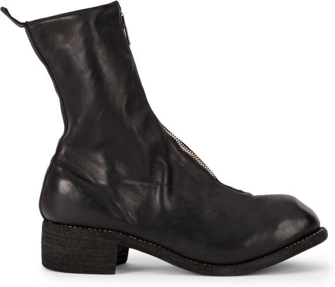 Guidi front zip ankle boots Black