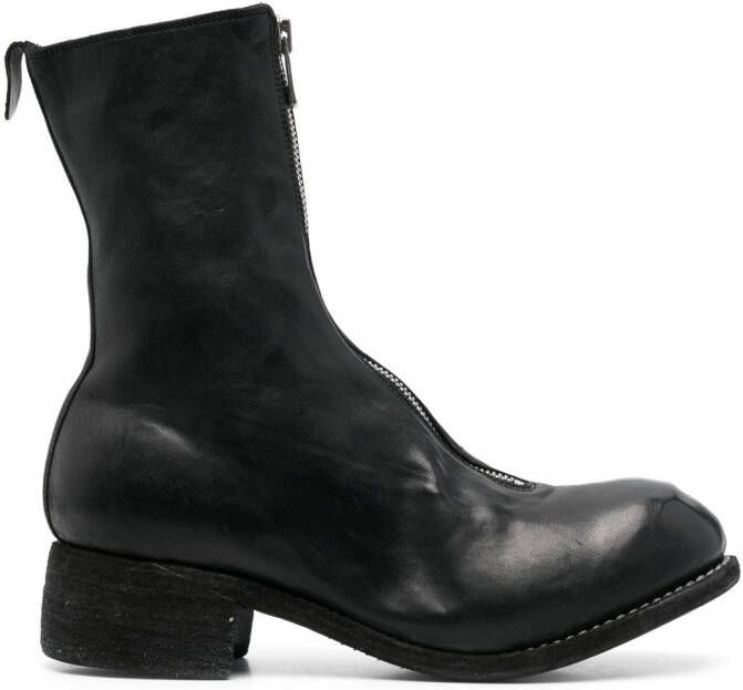 Guidi front-zip leather boots Black