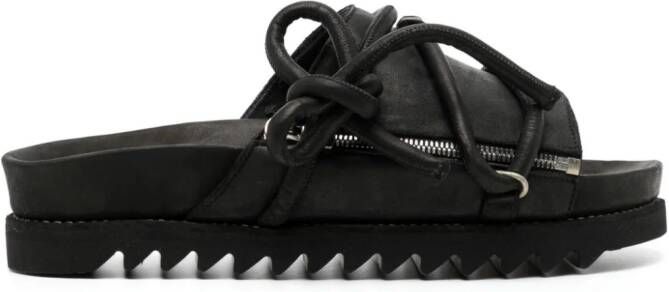 Guidi lace-up leather sandals Black